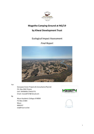 Magotho Campsite Ecological Impact Assessment