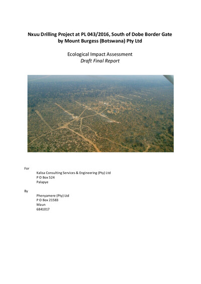 Nxuu Drilling Project Ecological Impact Assessment